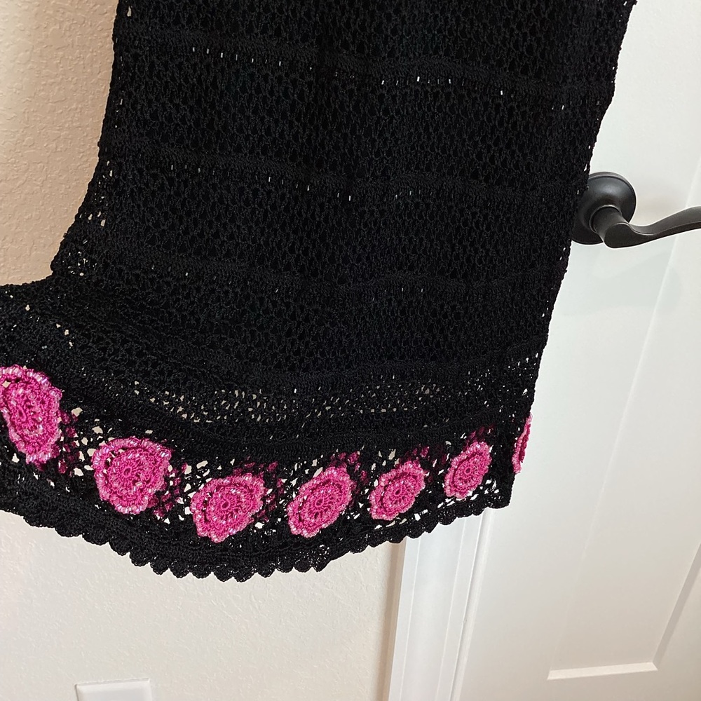 Vintage Kroshetta by Papillon Sleeveless Crochet Beaded Dress Black - Picture 5 of 12